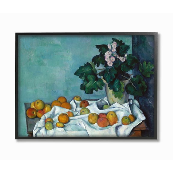 The Stupell Home Decor Collection Still Life with Apples and Flowers Painting Framed Giclee Texturized Art