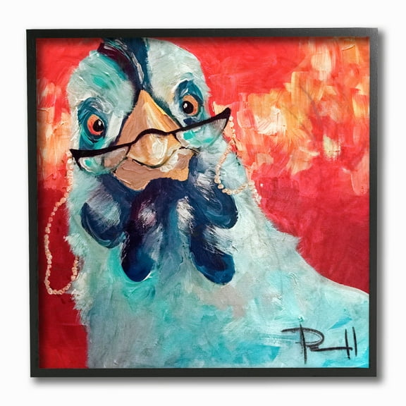 The Stupell Home Decor Collection Stylishly Appalled and Painterly Chicken Framed Giclee Texturized Art, 12 x 1.5 x 12