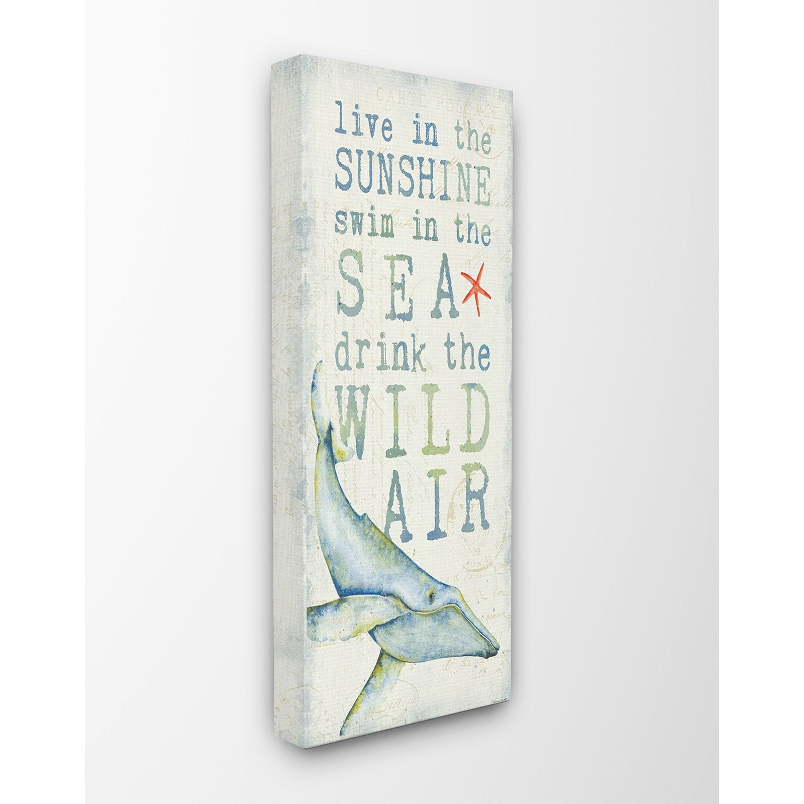 The Stupell Home Decor Collection Sunshine Sea Wild Air Whale Oversized Stretched Canvas Wall Art, 13 x 1.5 x 30