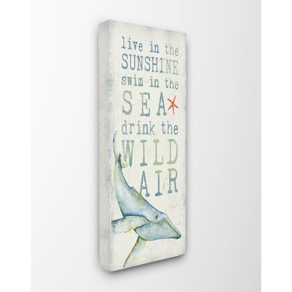 The Stupell Home Decor Collection Sunshine Sea Wild Air Whale Stretched Canvas Wall Art, 10 x 1.5 x 24
