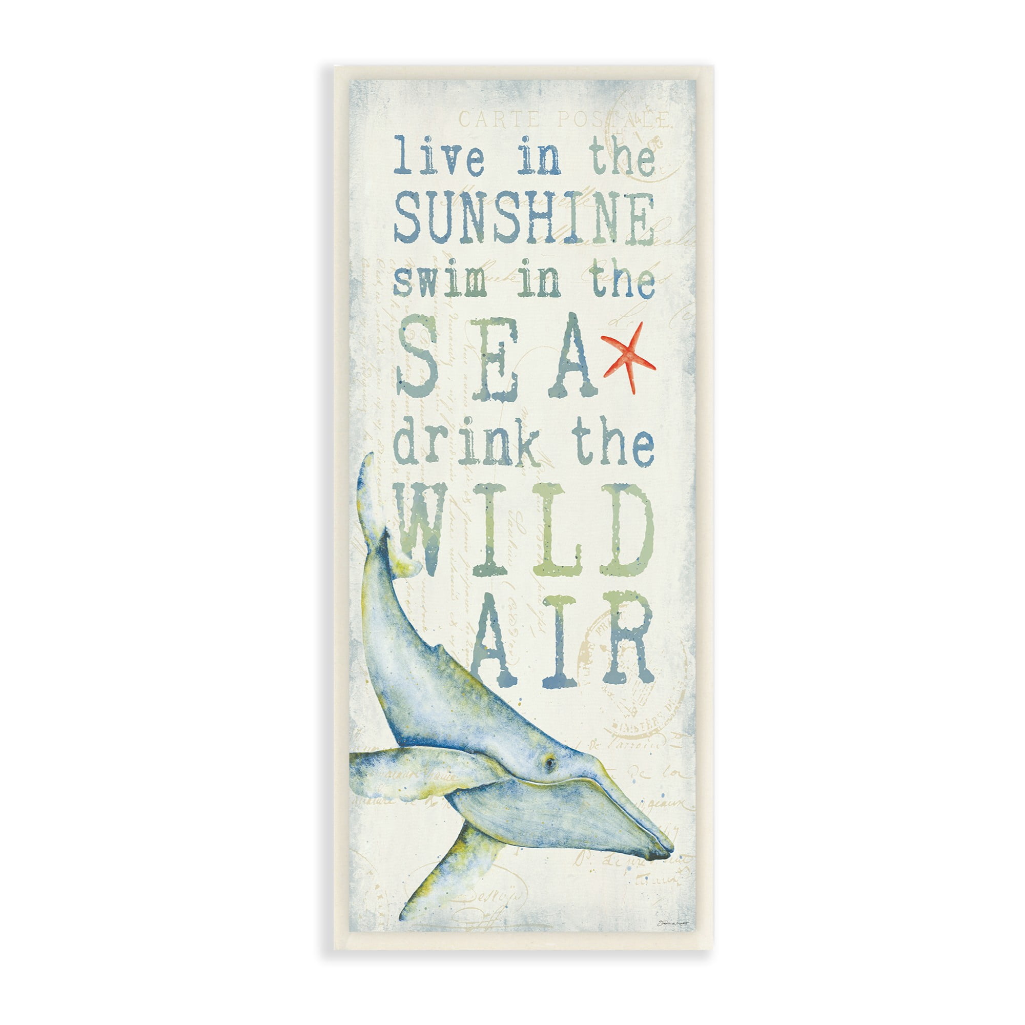 The Stupell Home Decor Collection Sunshine Sea Wild Air Whale Wall Plaque Art, 7 x 0.5 x 17