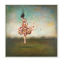 The Stupell Home Decor Collection Surreal Dress Made of Flowers in an Abstract Landscape Painting Wall Plaque Art, 12 x 12