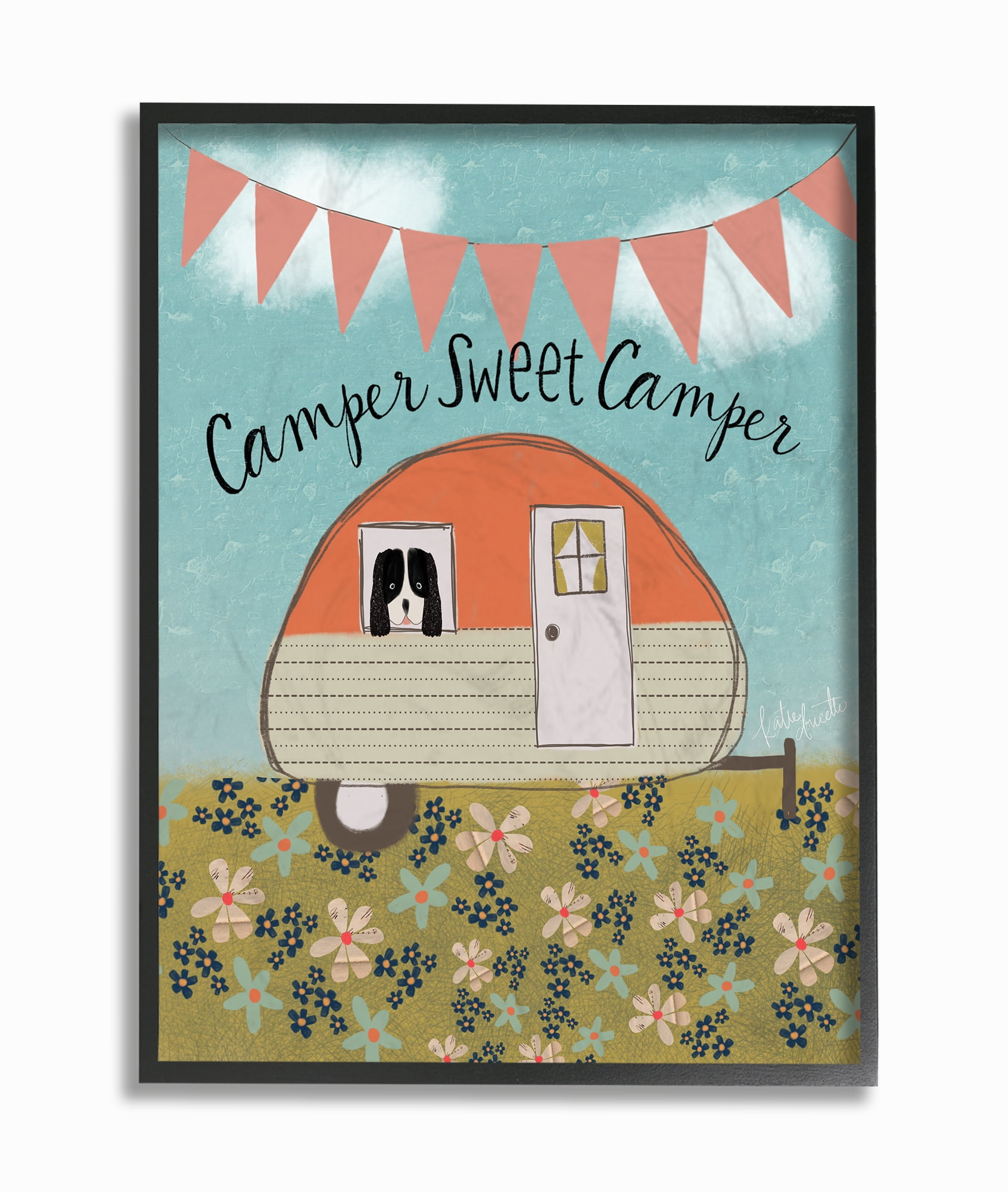 The Stupell Home Decor Collection Sweet Camper Country Illustration Framed Giclee Texturized Art, 11 x 1.5 x 14