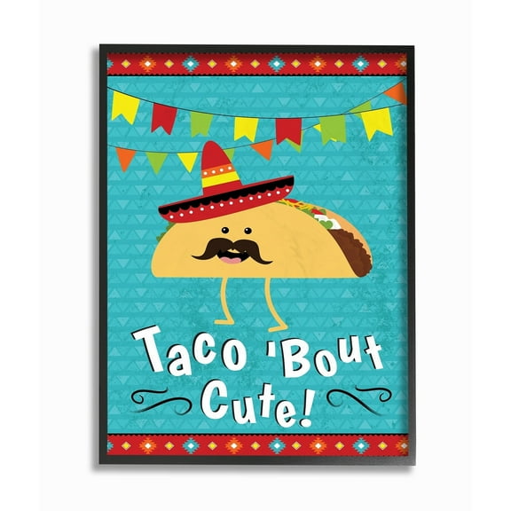 The Stupell Home Decor Collection Taco Bout Cute Cartoon with Mustache Wall Art