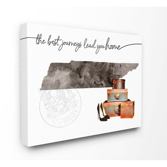 The Stupell Home Decor Collection Tennessee State The Best Journeys Lead You Home Fashion Shoes and Luggage Illustration Canvas Wall Art