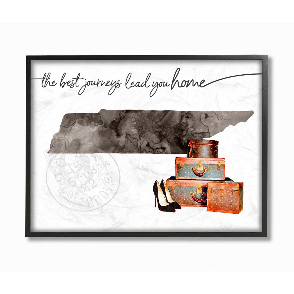 The Stupell Home Decor Collection Tennessee State The Best Journeys Lead You Home Fashion Shoes and Luggage Illustration Framed Giclee Texturized Art