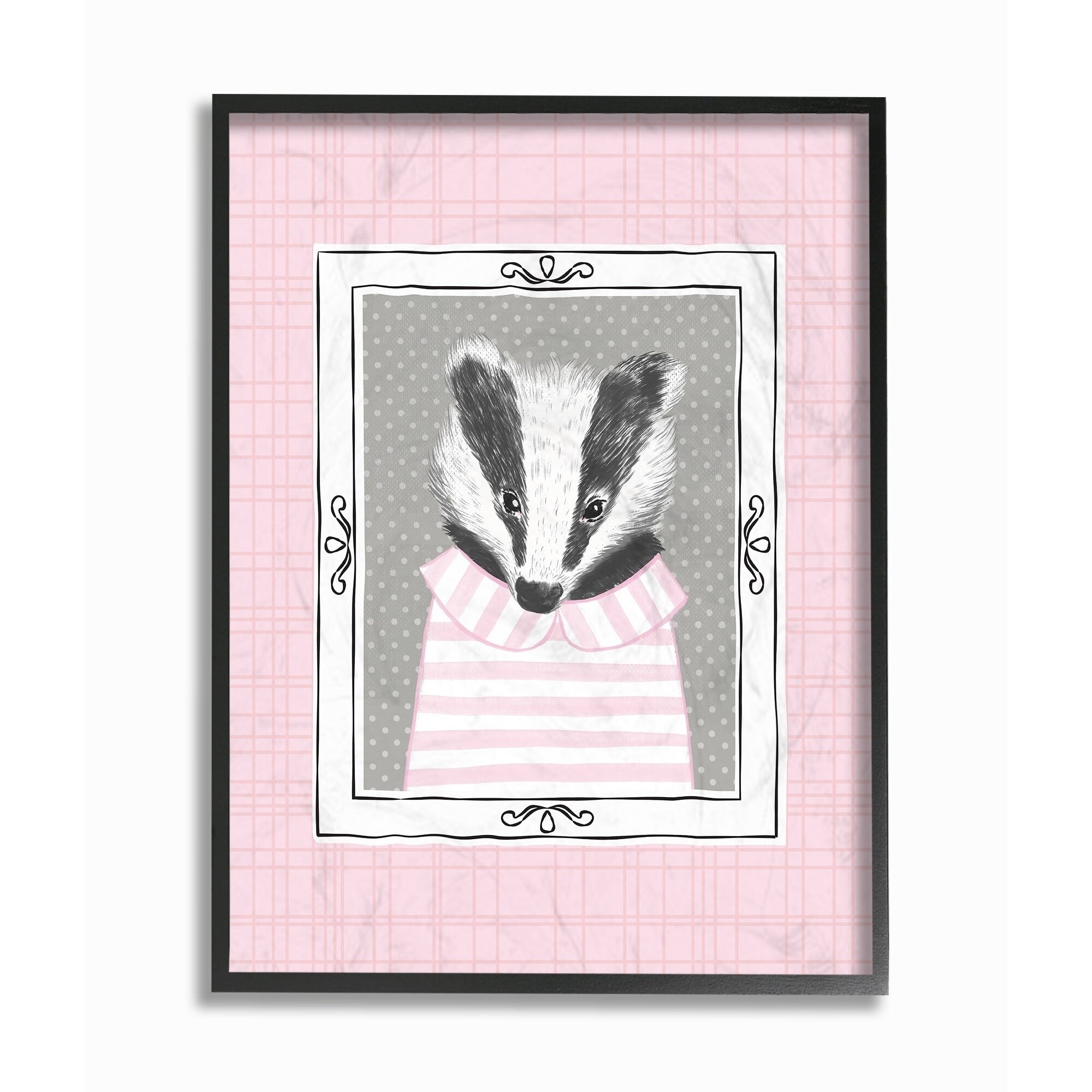 The Stupell Home Decor Collection The Kids Room by Stupell Badger Portrait Pink Wall Art