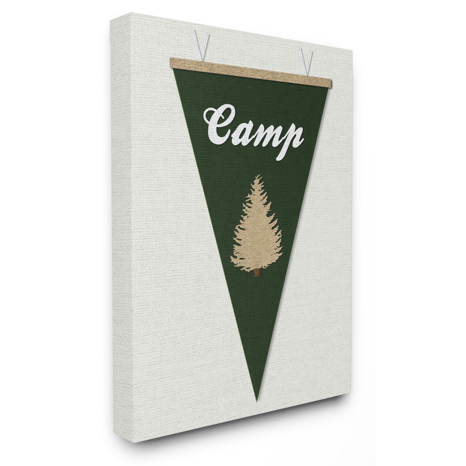 The Stupell Home Decor Collection The Kids Room by Stupell Camp Pennant Fabric Collage Green Wall Art