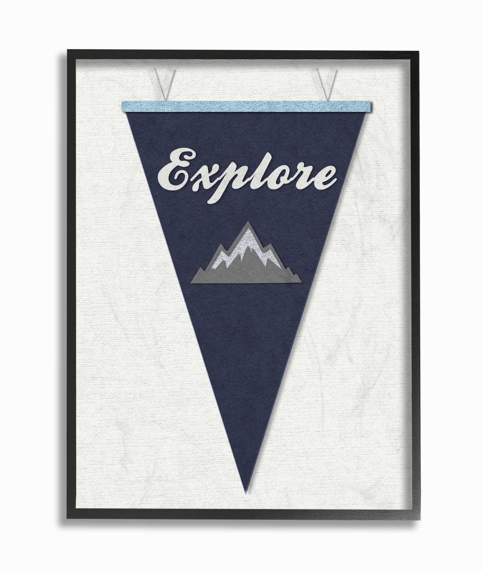 The Stupell Home Decor Collection The Kids Room by Stupell Explore Pennant Fabric Collage Blue Wall Art