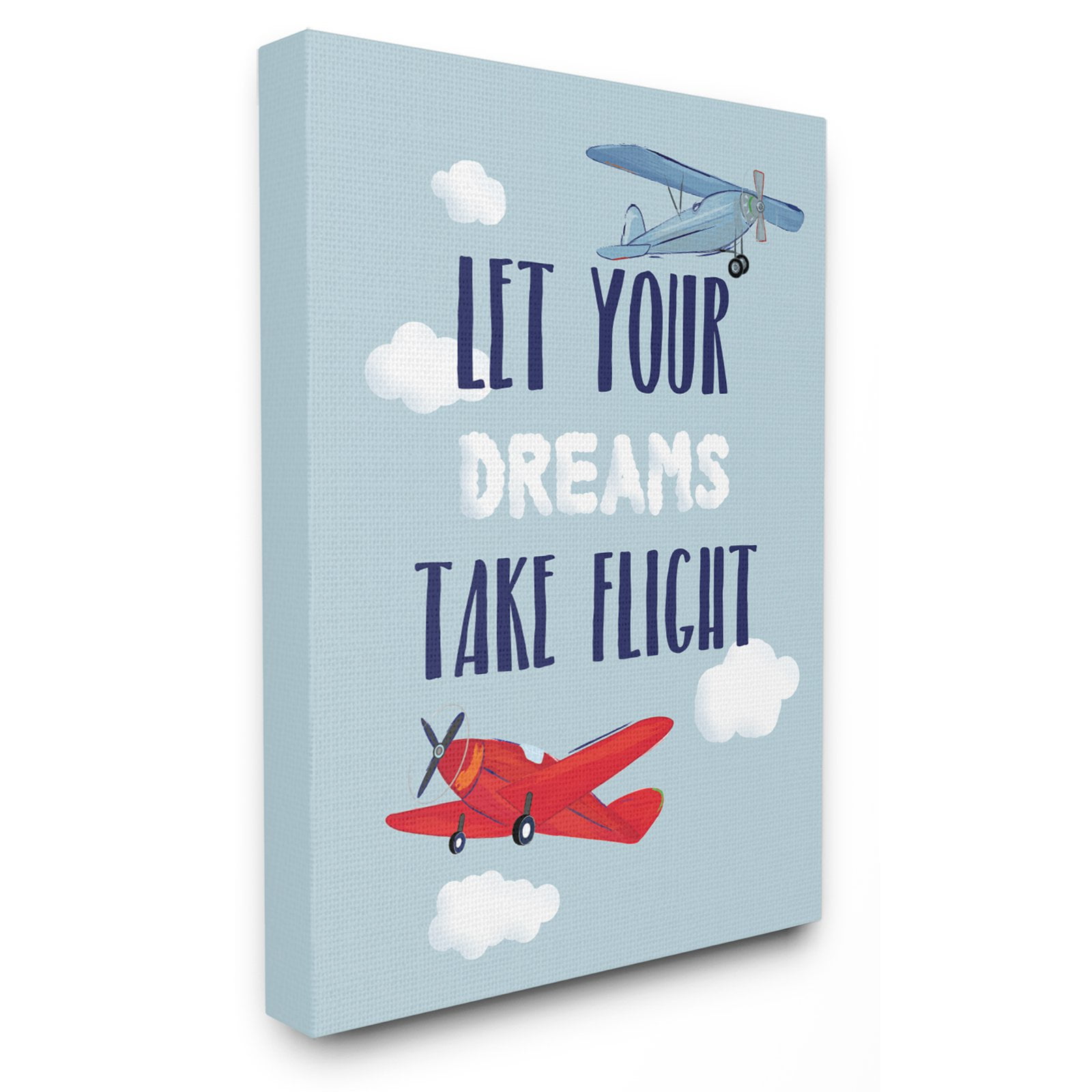 Let Your Dreams Take Flight Light Blue Canvas Wall Art for Kids