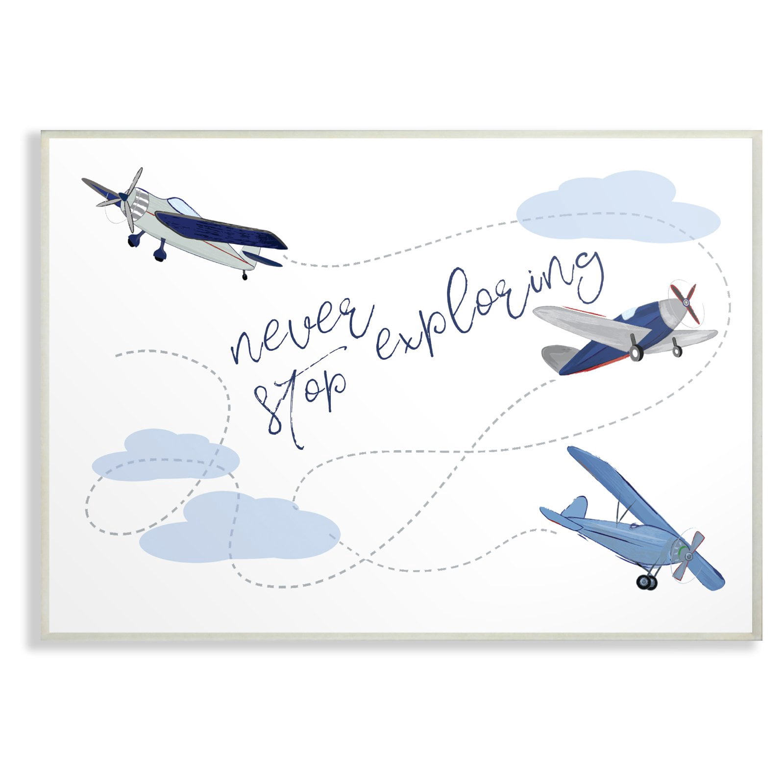 The Kids Room by Stupell Never Stop Exploring Airplanes Oversized Wall Plaque Art, 13 x 0.5 x 19