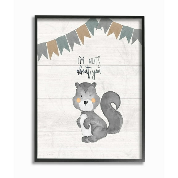 Stupell I'M Nuts About You Squirrel Framed Giclee Wall Art 16 x 20