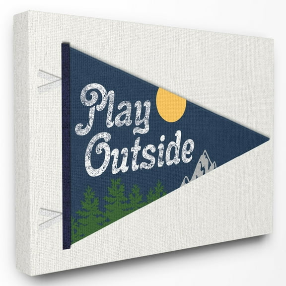 The Stupell Home Decor Collection The Kids Room by Stupell Play Outside Nature Pennant Blue Wall Art