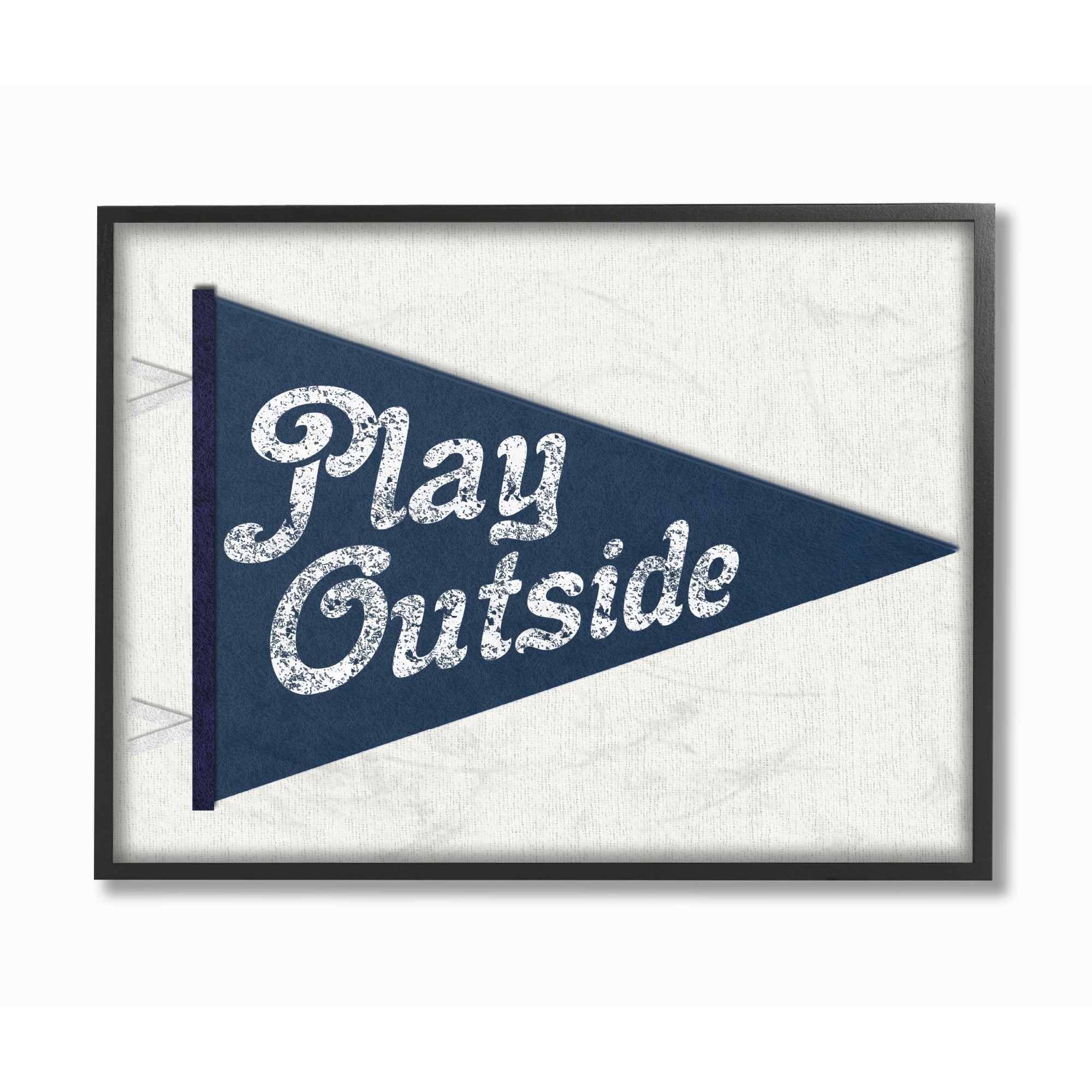 Stupell Play Outside Pennant Blue Framed Giclee Wall Art 11 x 14