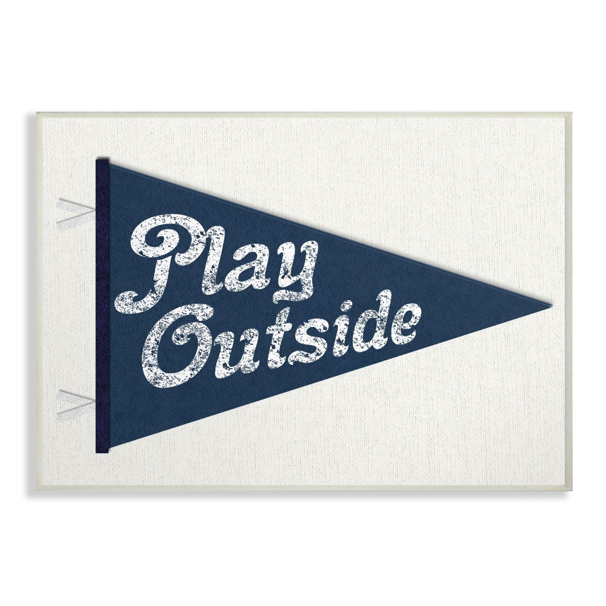 Stupell Play Outside Pennant Blue Wall Art wood plaque - 13 x 19
