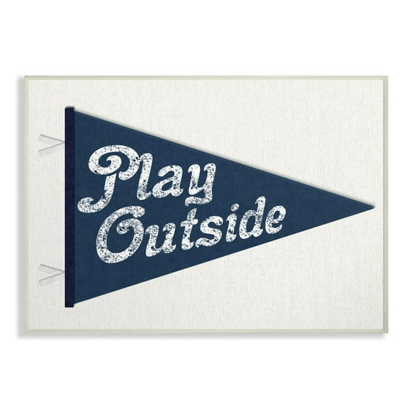 Stupell Play Outside Pennant Blue Wall Art wood plaque - 10 x 15