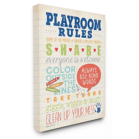 The Stupell Home Decor Collection The Kids Room by Stupell Playroom Rules Notebook Paper Wall Art
