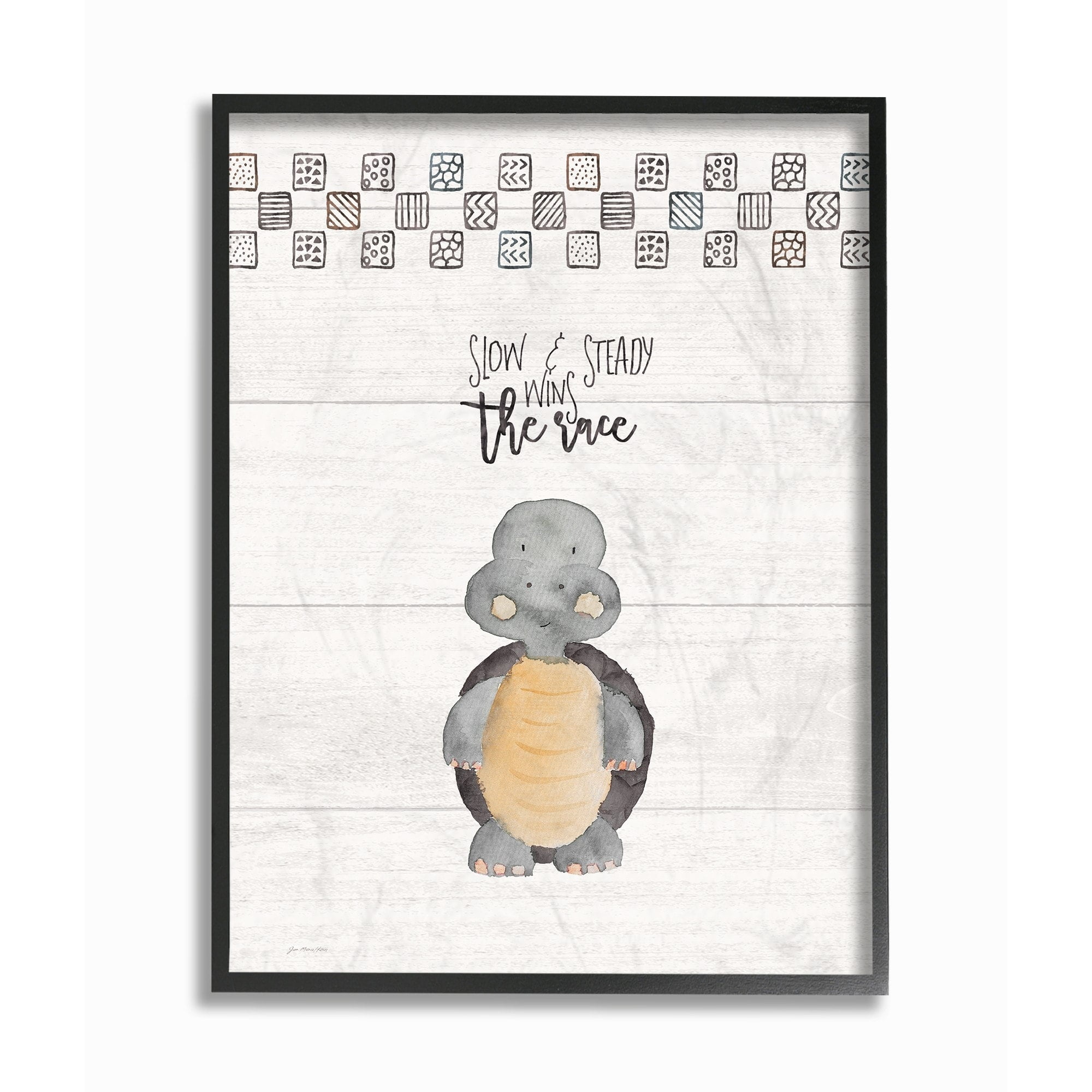 Stupell Slow And Steady Wins Turtle Framed Giclee Wall Art - Grey 16 x 20 Black