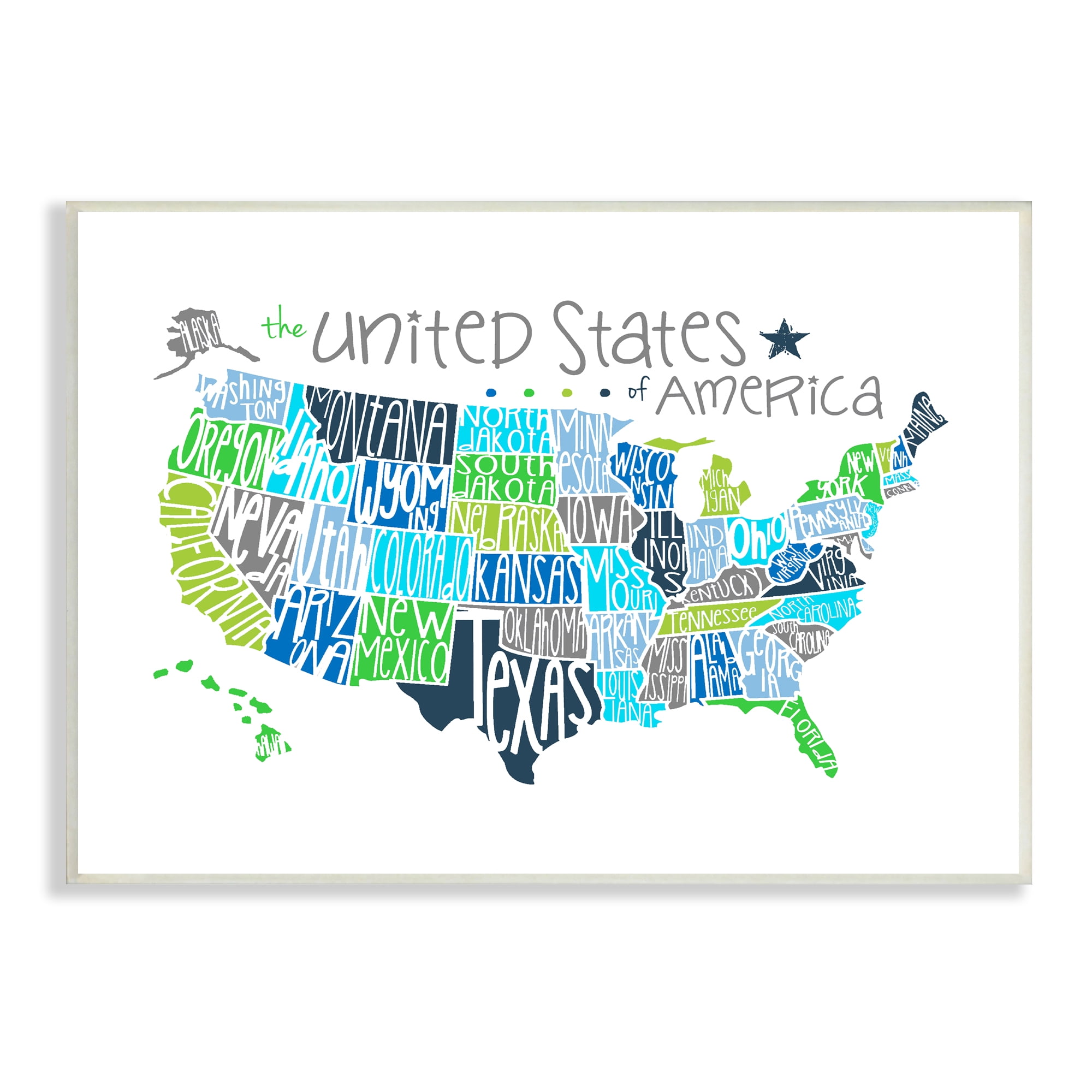 The Stupell Home Decor Collection The Kids Room by Stupell United States Map Colored Typography Wall Art