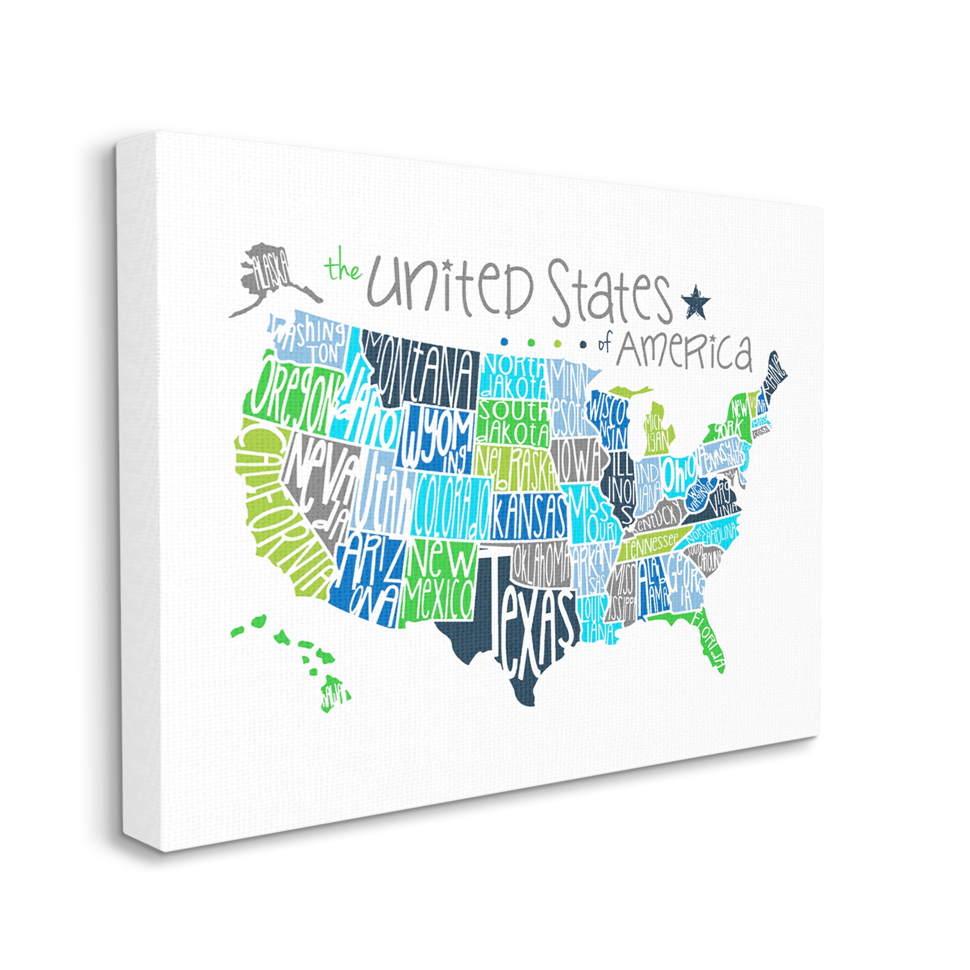 The Stupell Home Decor Collection The Kids Room by Stupell United States Map Colored Typography Wall Art