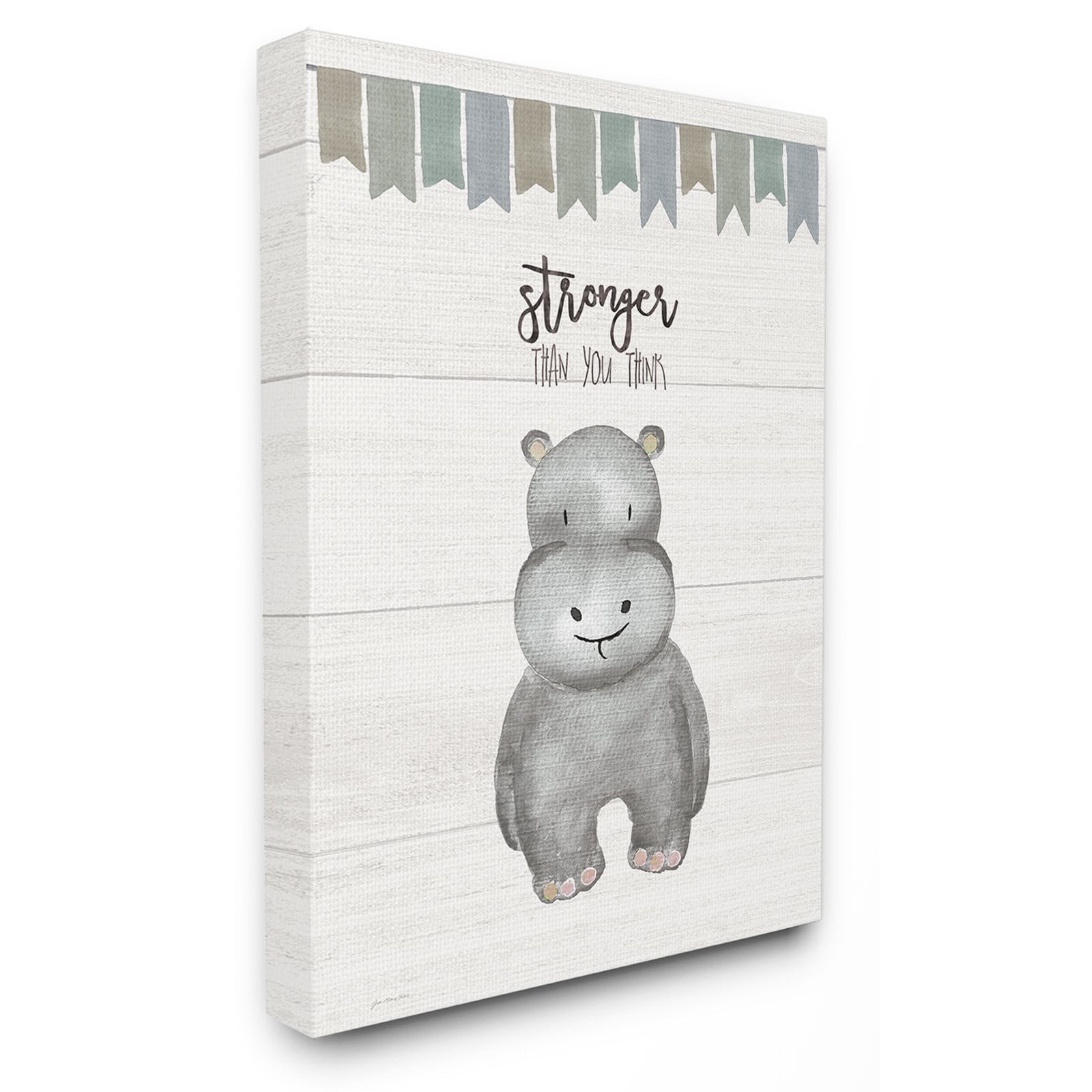 The Stupell Home Decor Collection The Kids Room by Stupell stronger Than You Think Hippo Wall Art