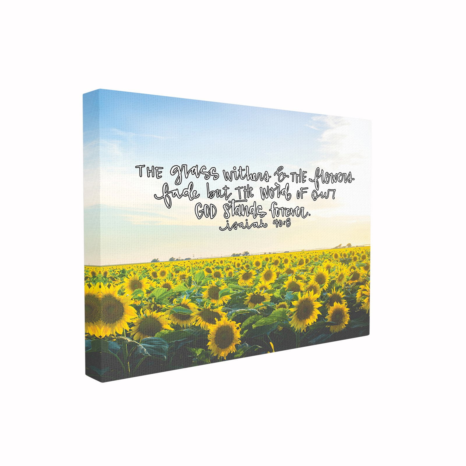 The Stupell Home Decor Collection The Word of God Stands Forever Sunflower Field Photography Framed Giclee Texturized Art, 11 x 1.5 x 14