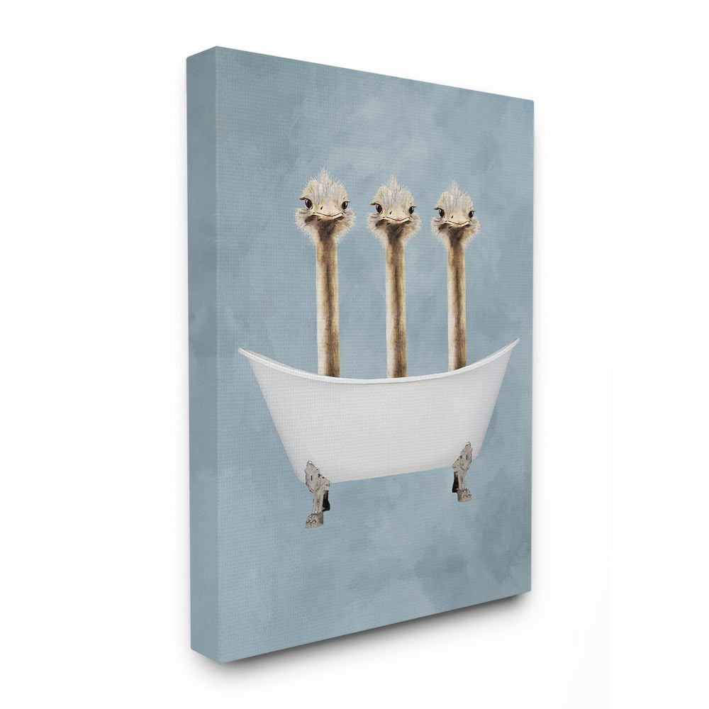 The Stupell Home Decor Collection Three Ostriches In A Bathtub Canvas Wall Art