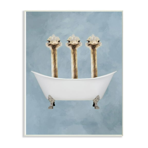 The Stupell Home Decor Collection Three Ostriches In A Bathtub Wall Plaque Art