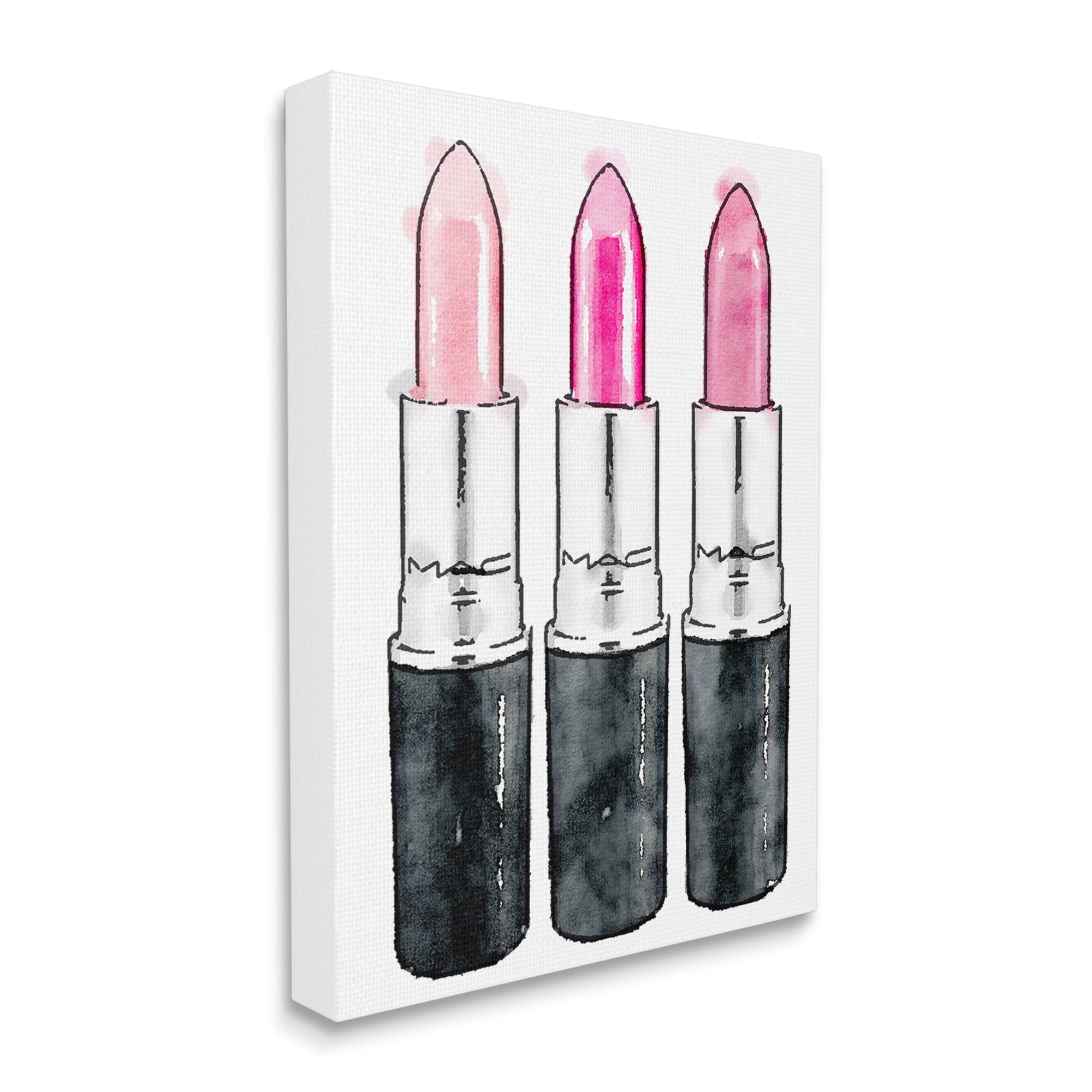 The Stupell Home Decor Collection Three Pink Lipsticks XXL Stretched Canvas Wall Art, 30 x 1.5 x 40