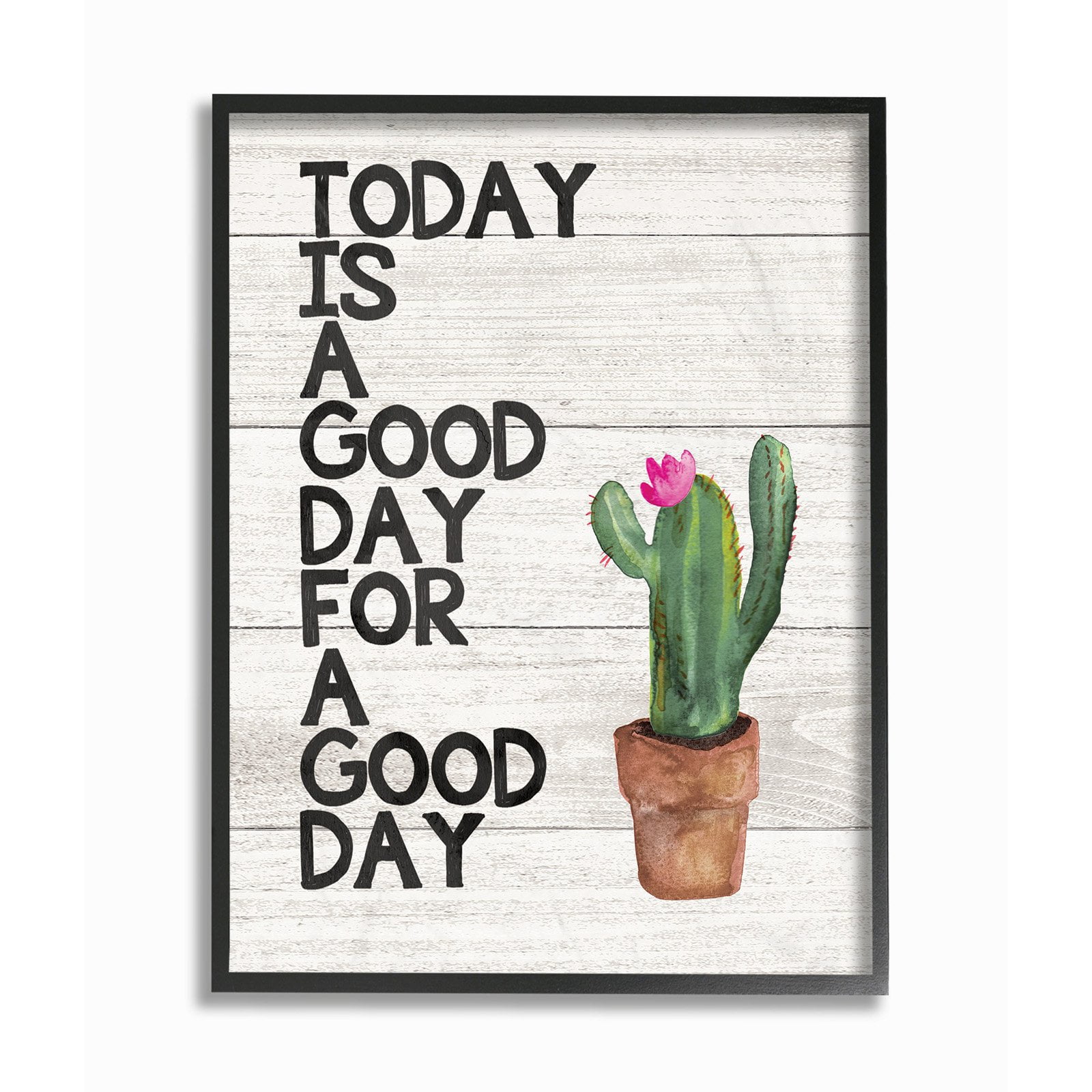 The Stupell Home Decor Collection Today Is A Good Day Cactus Succulent Watercolor Wall Plaque Art, 10 x 0.5 x 15