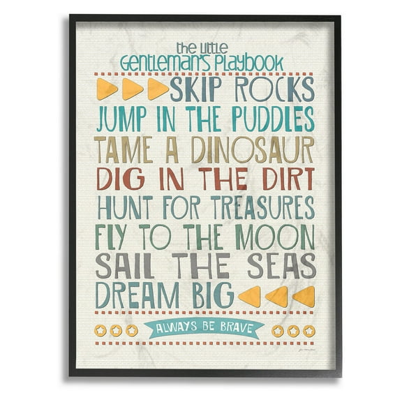 The Stupell Home Decor Collection Typography The Little Gentlemans Playbook Framed Texturized Art