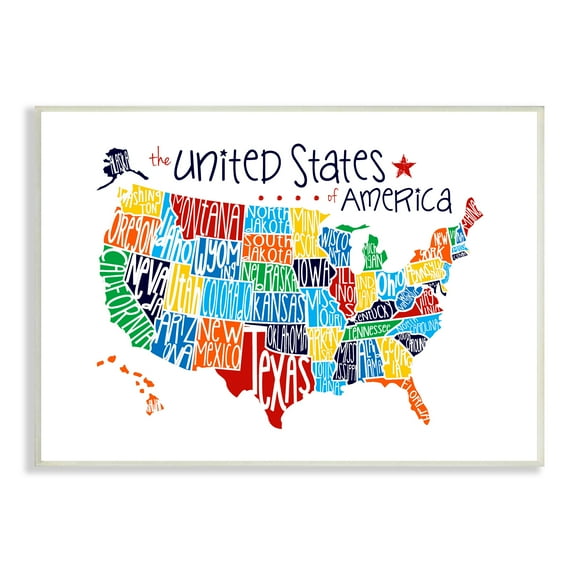 The Stupell Home Decor Collection USA Rainbow Map Wall Plaque