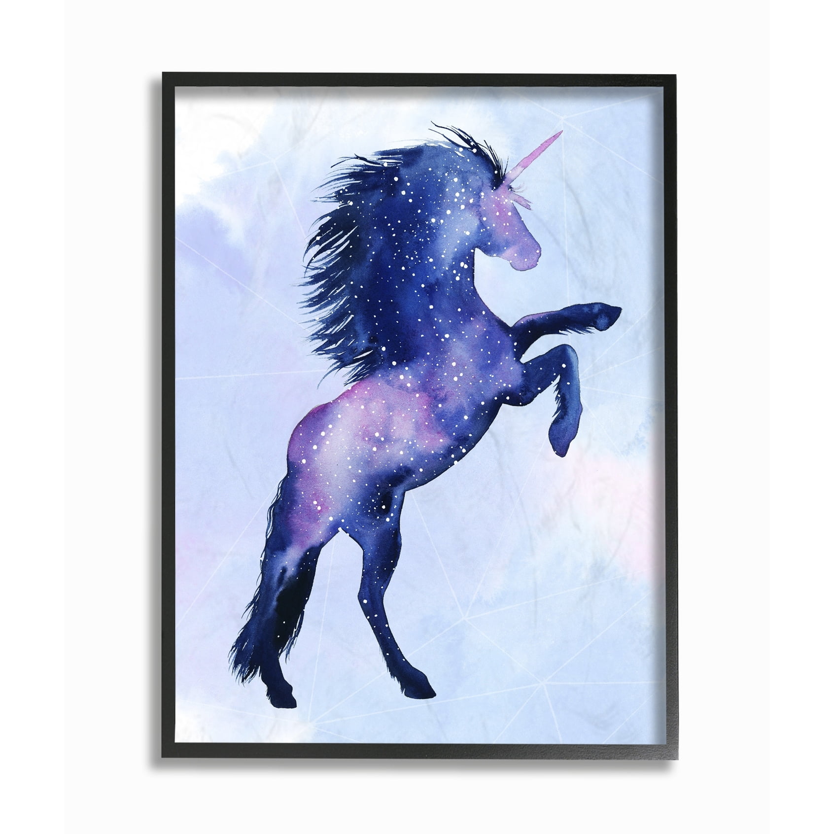 The Stupell Home Decor Collection Unicorn Universe Stars and Space Silhouette Framed Giclee Texturized Art, 11 x 1.5 x 14