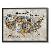 The Stupell Home Decor Collection United States Map Typography Framed Texturized Art