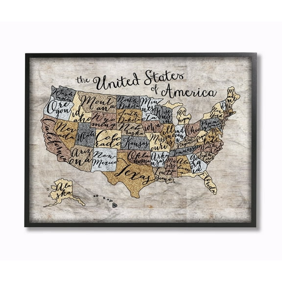 Stupell Map Art Wall Art 11x14