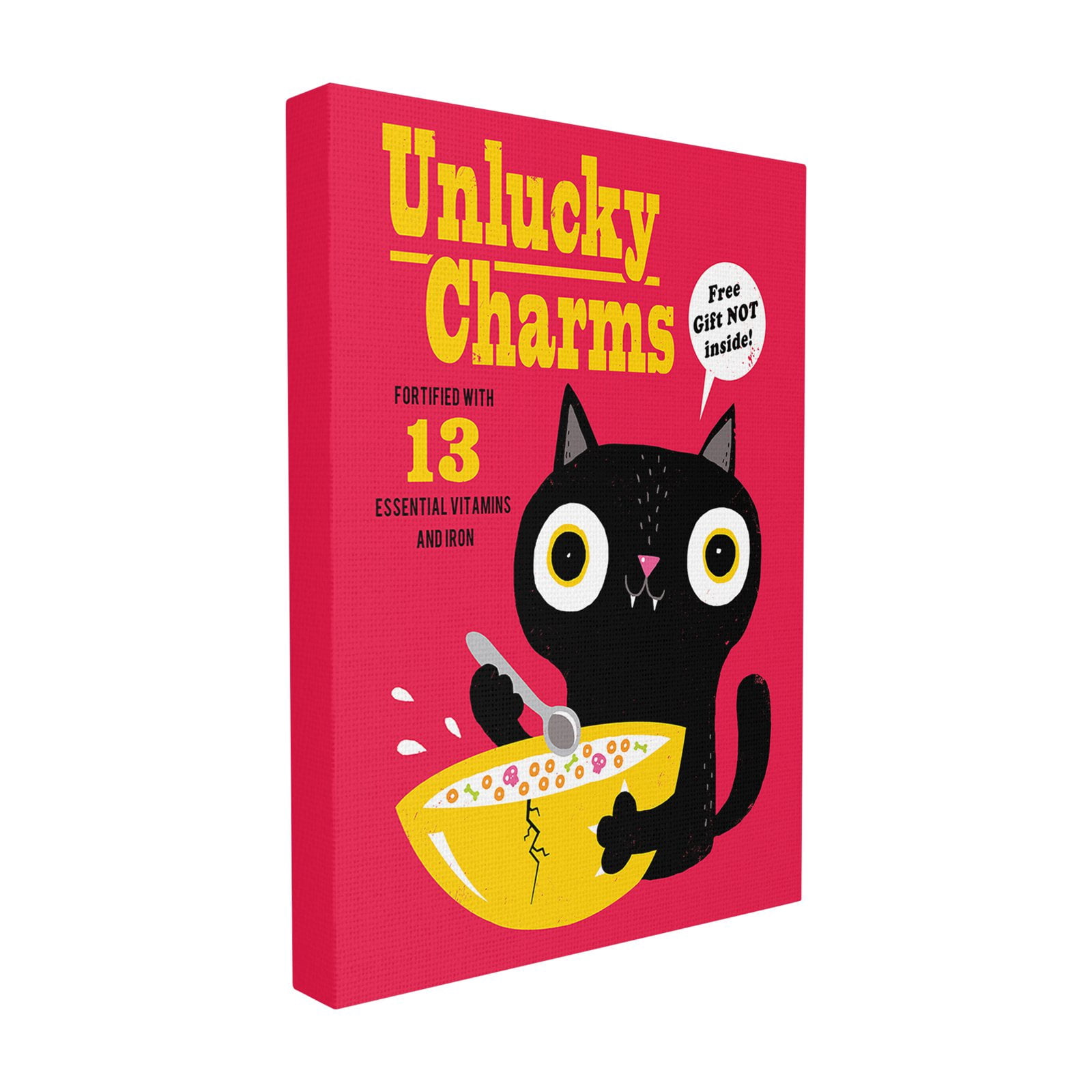 The Stupell Home Decor Collection Unlucky Charms Black Cat Poster Style Cereal Box Art Stretched Canvas Wall Art, 16 x 1.5 x 20