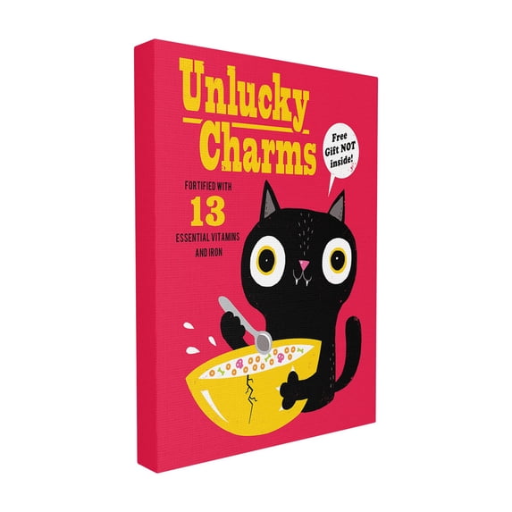 The Stupell Home Decor Collection Unlucky Charms Black Cat Poster Style Cereal Box Art Stretched Canvas Wall Art, 16 x 1.5 x 20