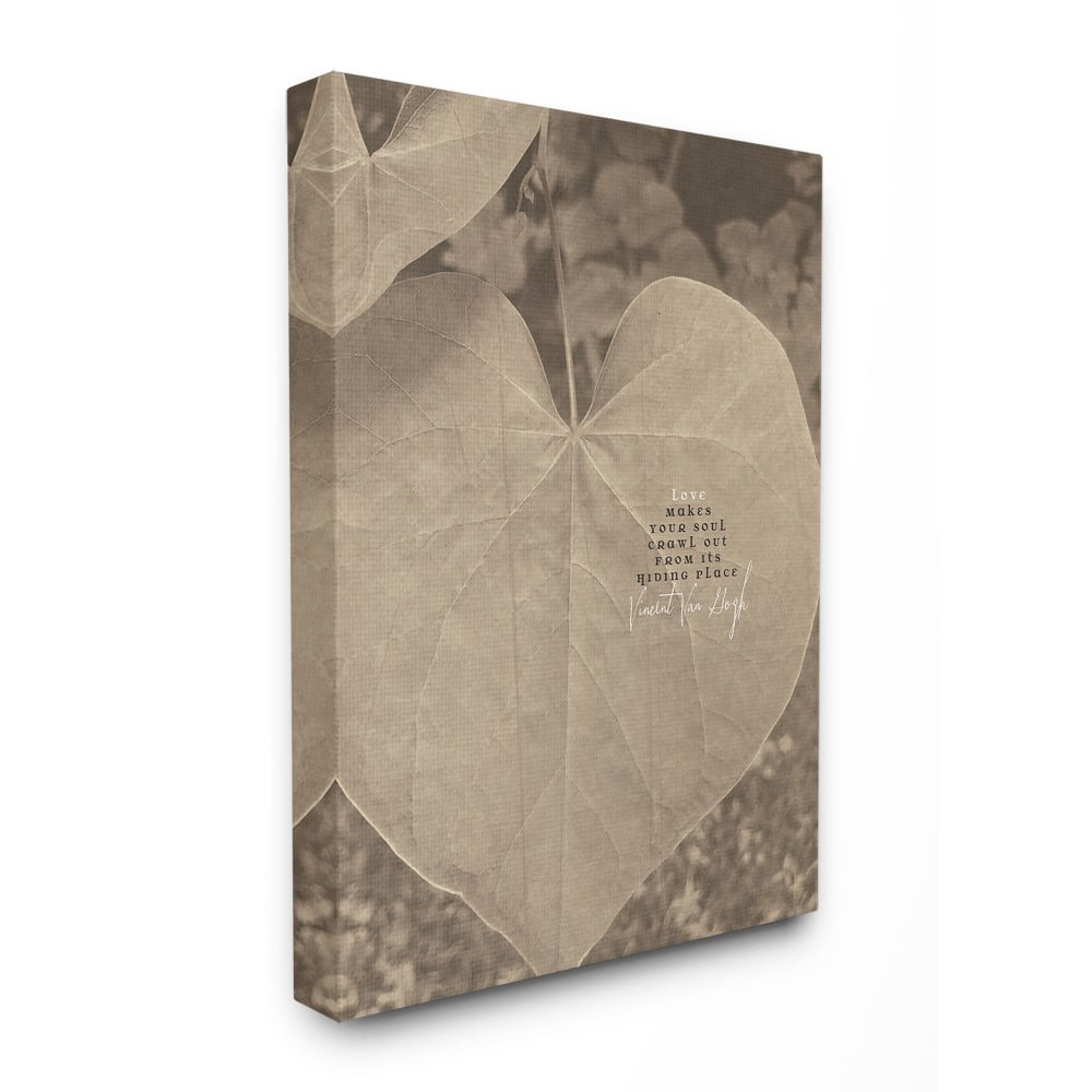 The Stupell Home Decor Collection Van Gogh Love Quote Typography Sepia Plant Photography Stretched Canvas Wall Art, 24 x 30