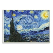 The Stupell Home Decor Collection Van Gogh Starry Night Post Impressionist Painting Wood Wall Art
