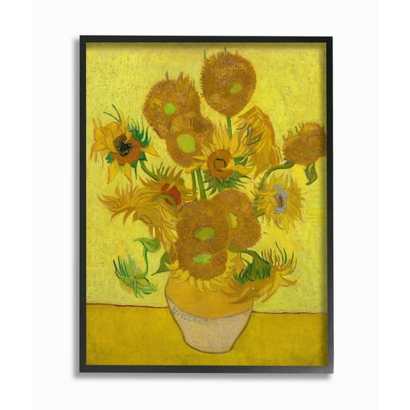 The Stupell Home Decor Collection Van Gogh Sunflowers Post Impressionist Painting Framed Giclee Texturized Art