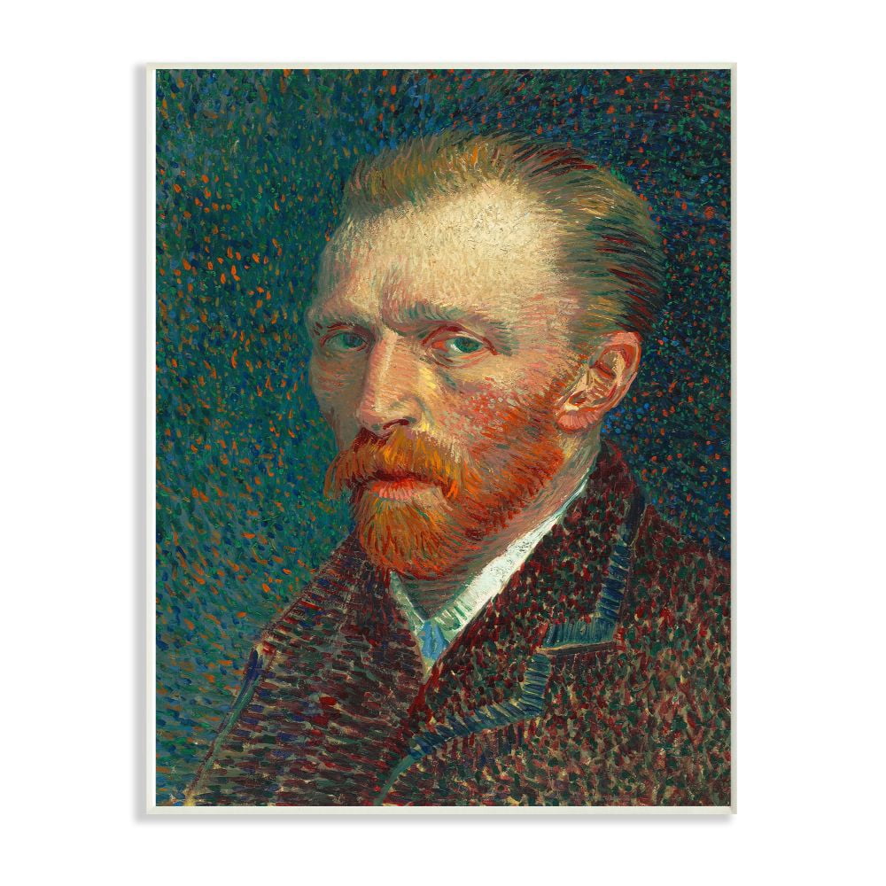 The Stupell Home Decor Collection Vincent Van Gogh Self Portrait Post Impressionist Painting Wood Wall Art
