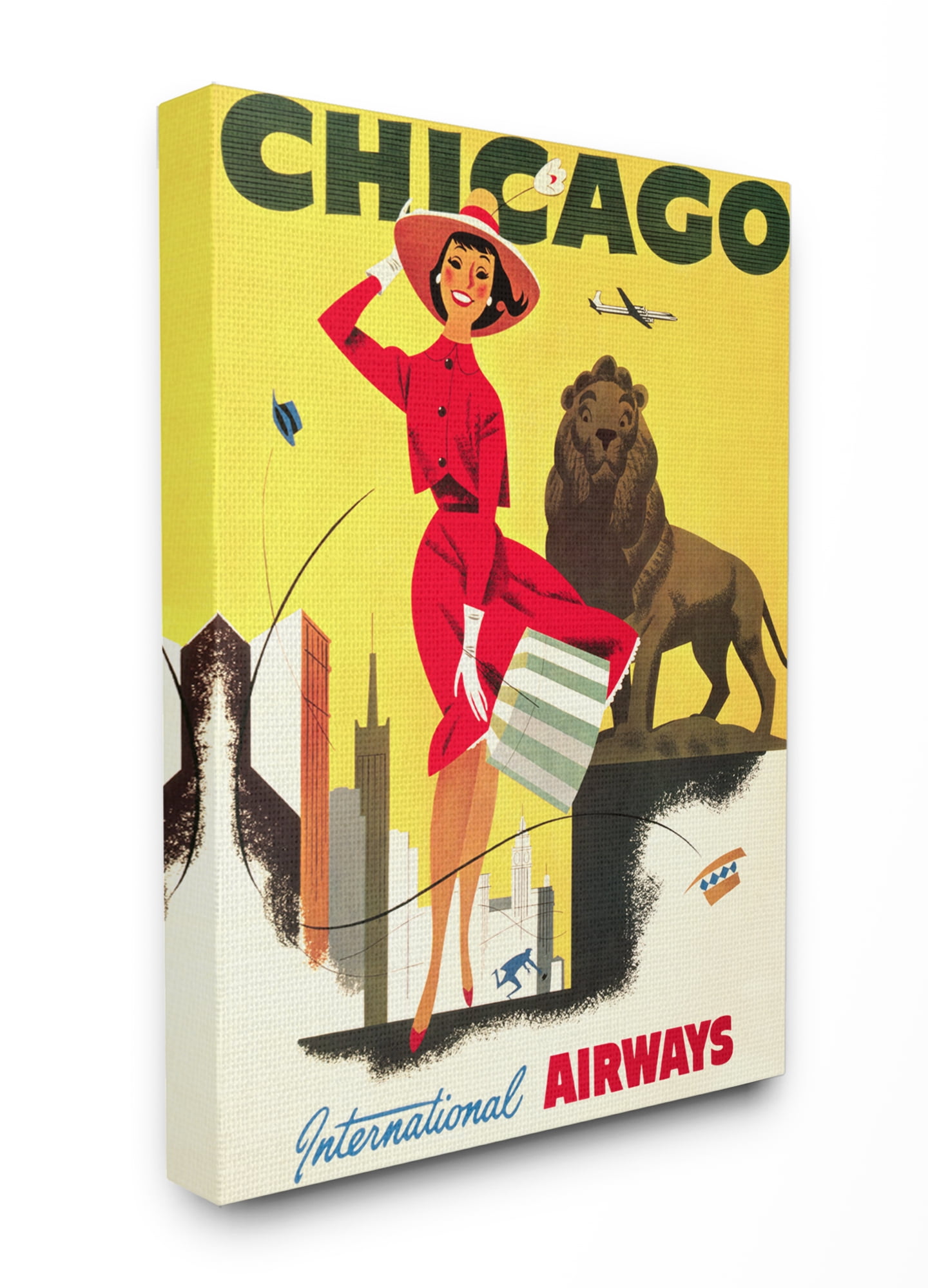 The Stupell Home Decor Collection Vintage Chicago Airways Poster Stretched Canvas Wall Art, 16 x 1.5 x 20