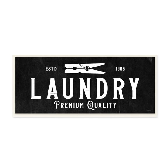 The Stupell Home Decor Collection Vintage Clothespin Premium Quality Laundry Sign with Chalkboard Texture Wall Plaque Art