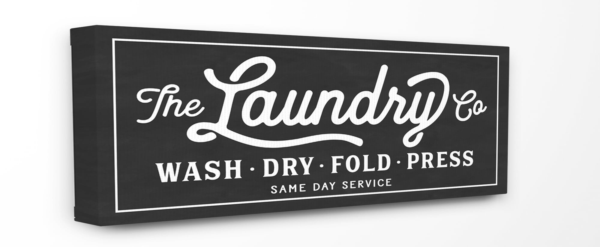 Vintage Black and White Laundry Sign Canvas Wall Art