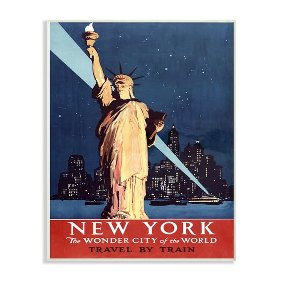 The Stupell Home Decor Collection Vintage New York Liberty Statue Poster Wall Plaque Art, 10 x 0.5 x 15
