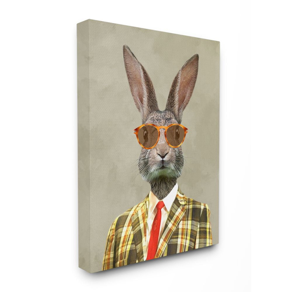 The Stupell Home Decor Collection Vintage Rabbit Man Portrait Super Canvas Wall Art