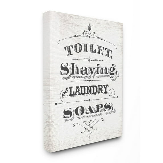 The Stupell Home Decor Collection Vintage Toilet Shaving Laundry and Soaps Canvas Wall Art