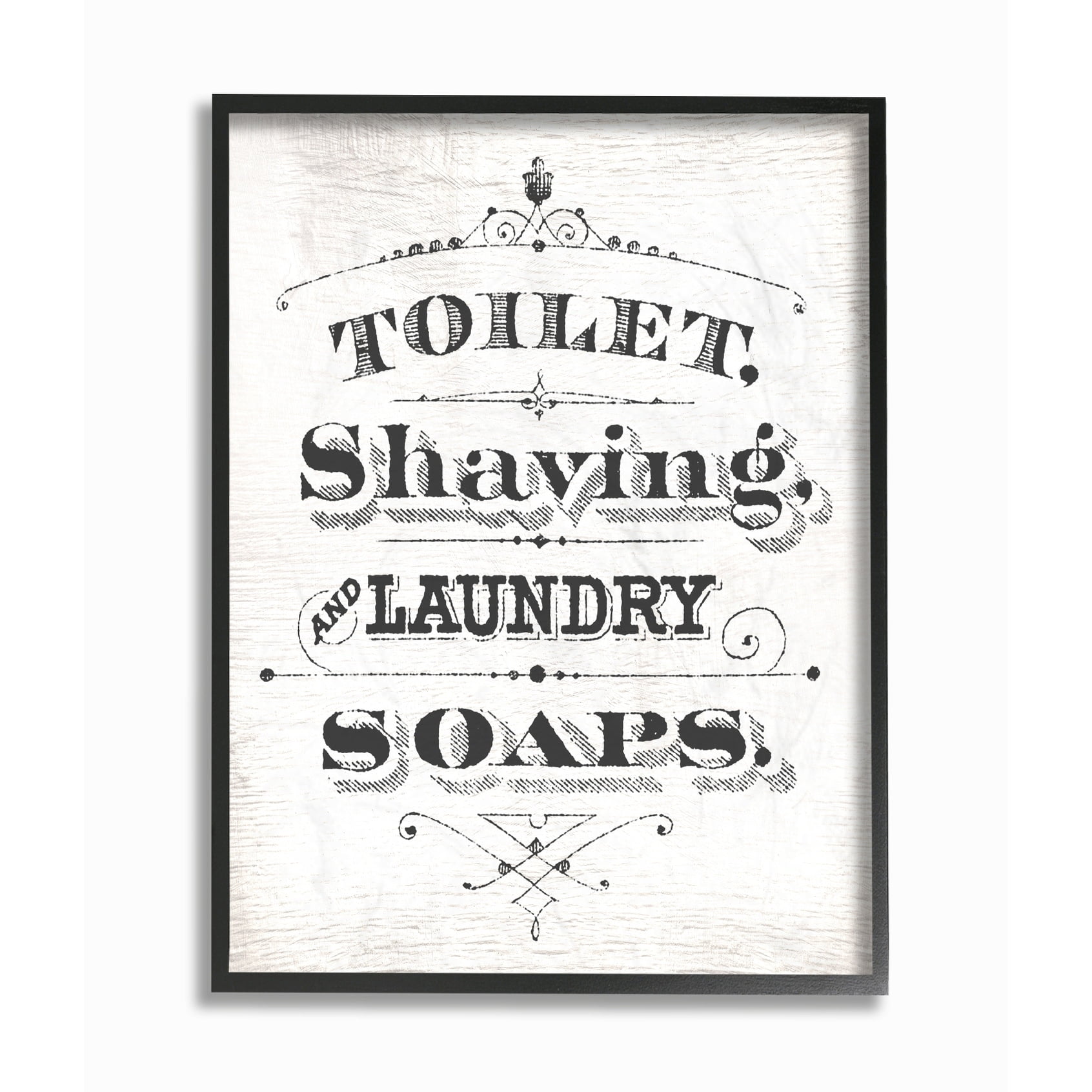 The Stupell Home Decor Collection Vintage Toilet Shaving Laundry and Soaps Framed Wall Art