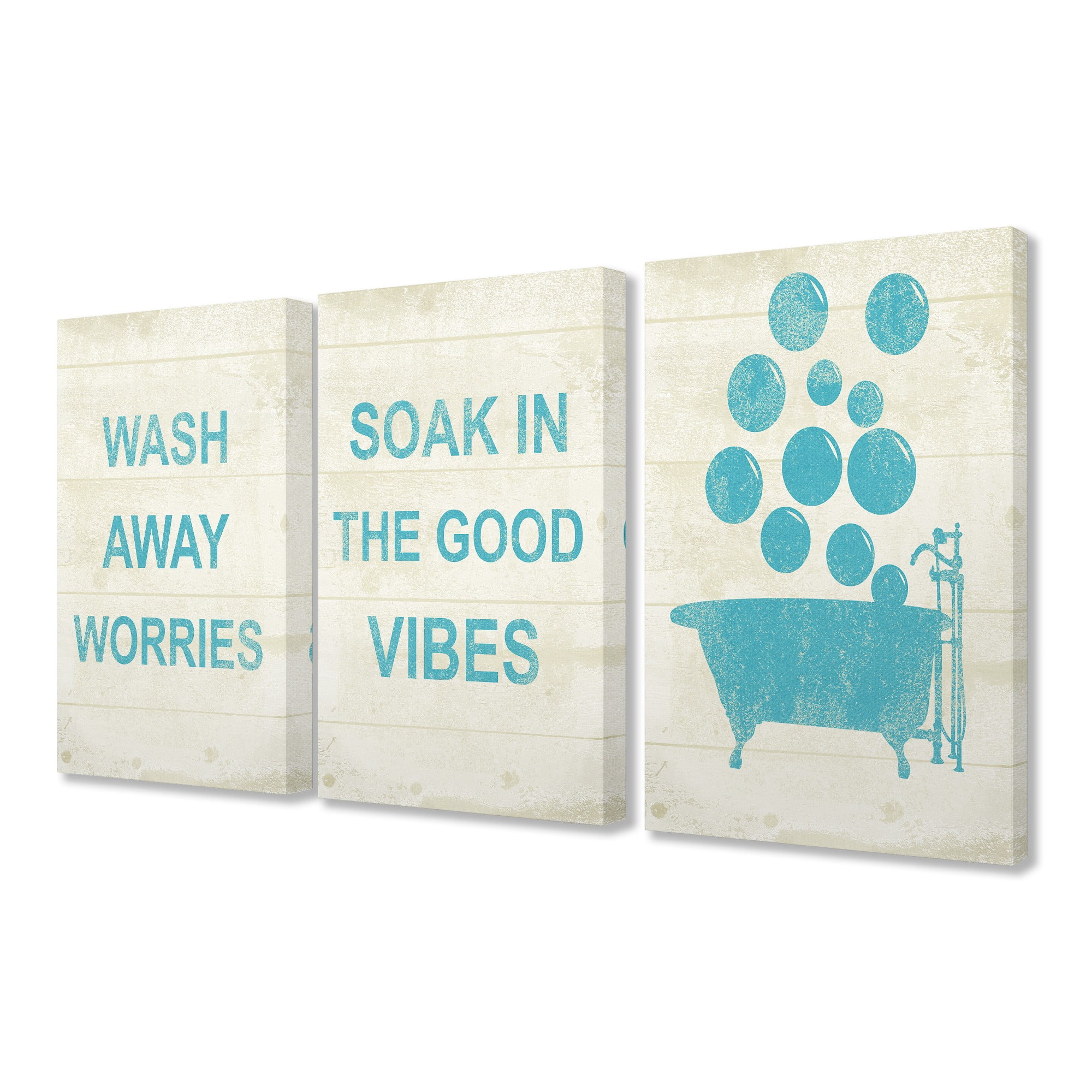 Wash Away Soak Vibes Bathtub Canvas Wall Art Set