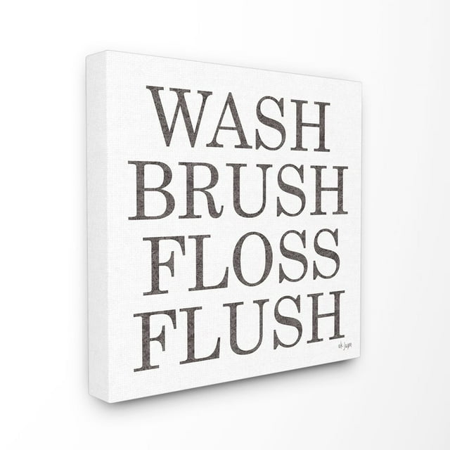 The Stupell Home Decor Collection Wash Brush Floss Flush Soft Grey Textured Typography Canvas Wall Art
